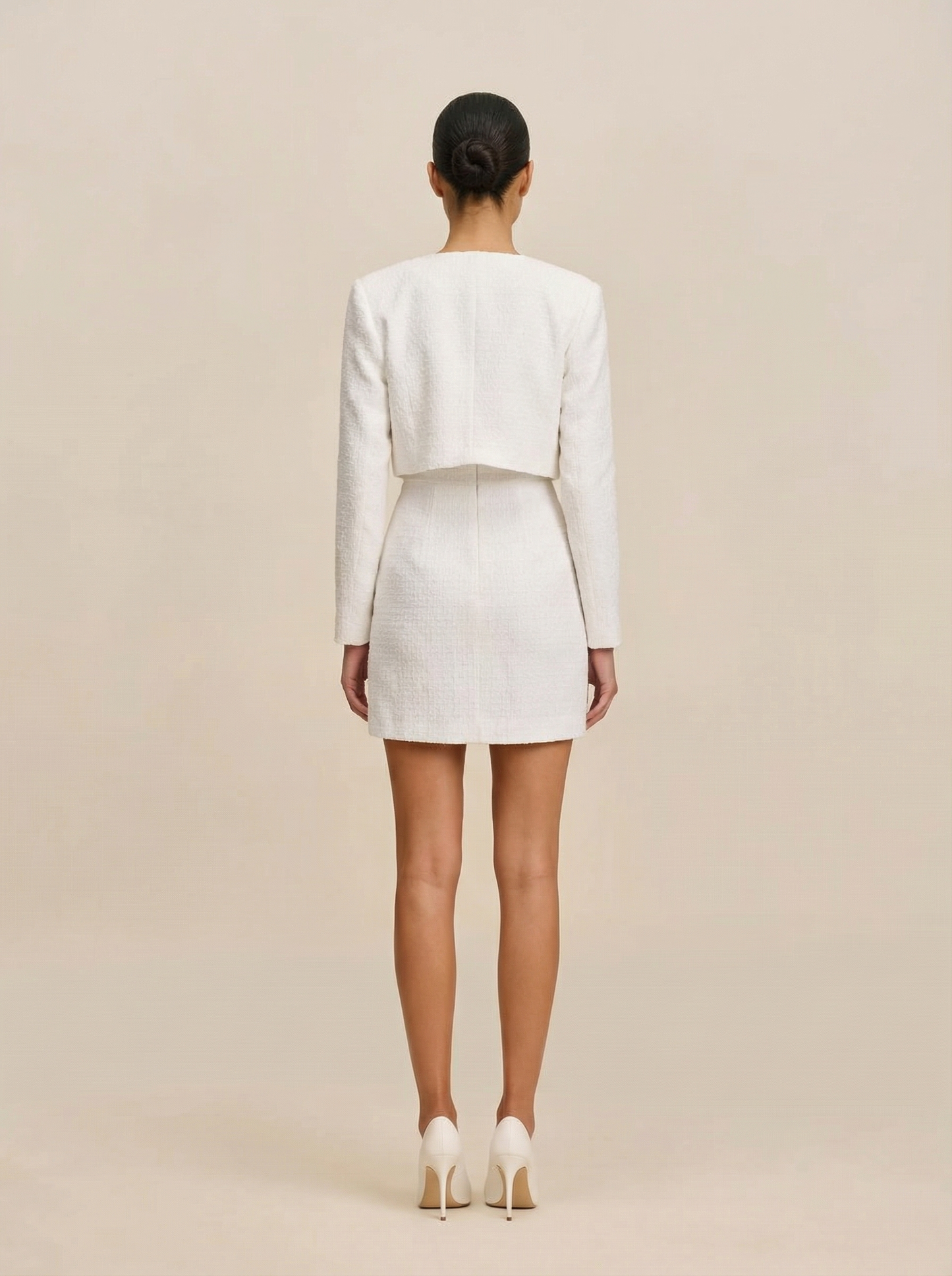 Graceful Tweed Cropped Jacket - White