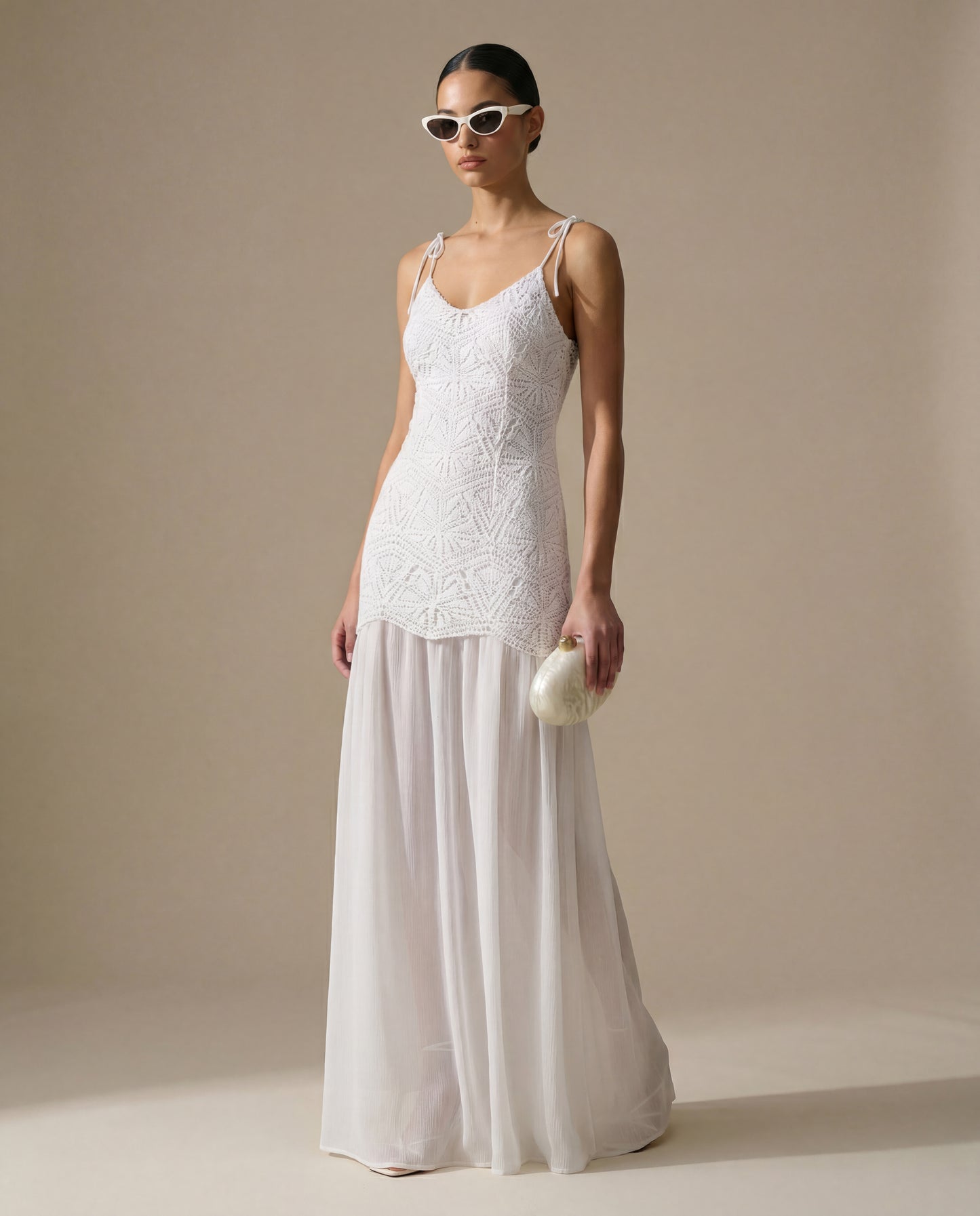 Azure Crochet Dress - White