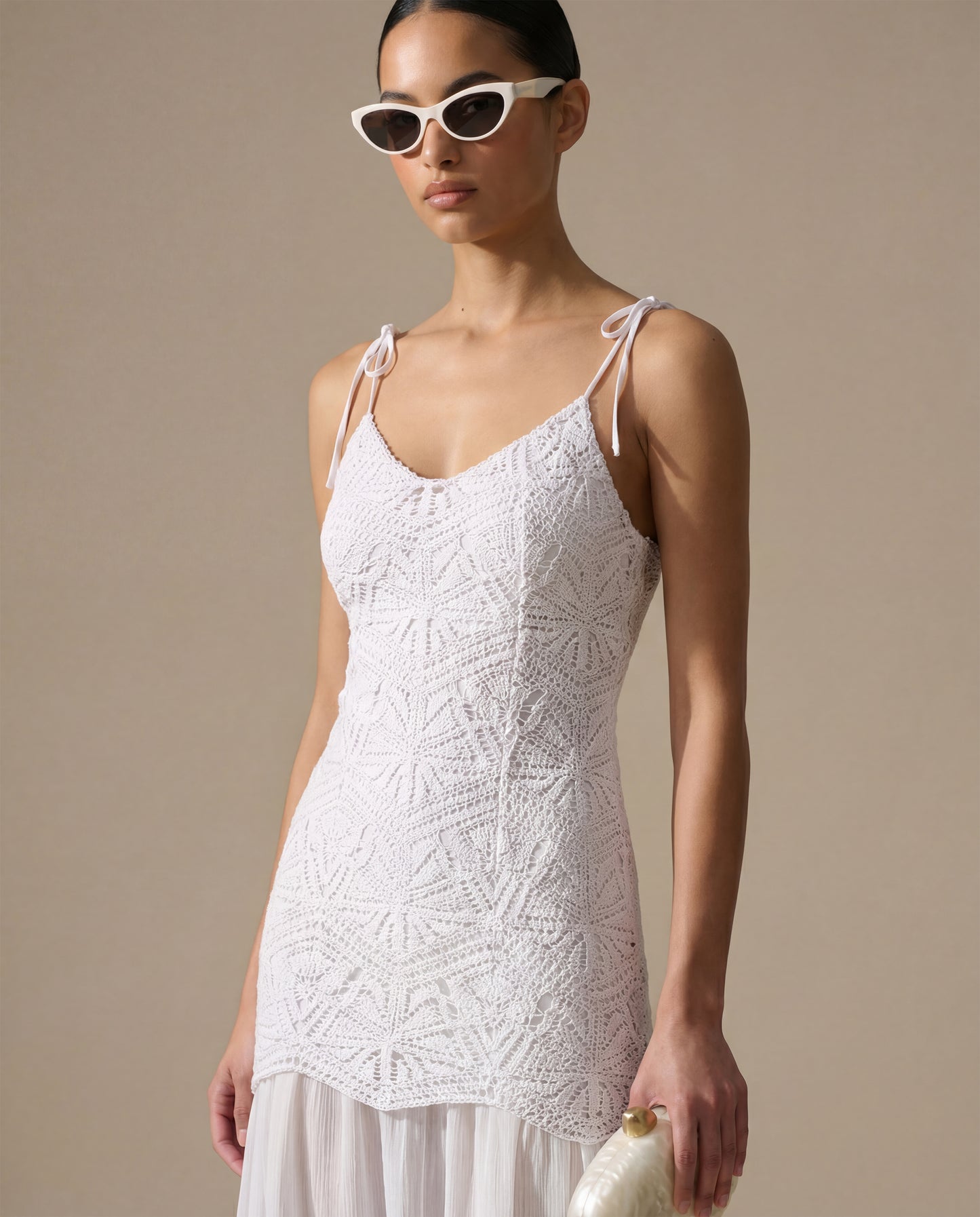 Azure Crochet Dress - White