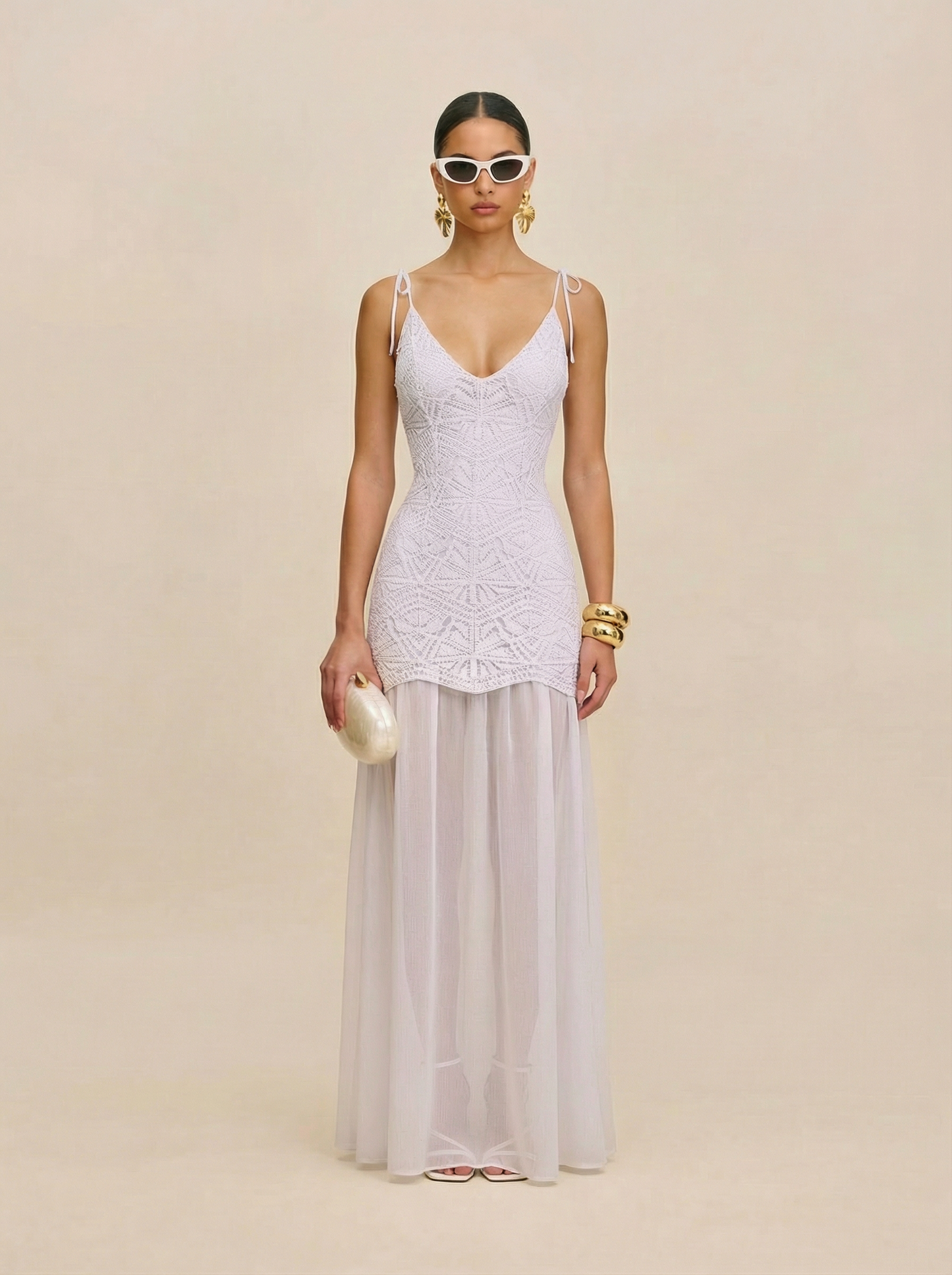  anitas Azure White Crochet Beach Dress - Luxury Resortwear Dubai