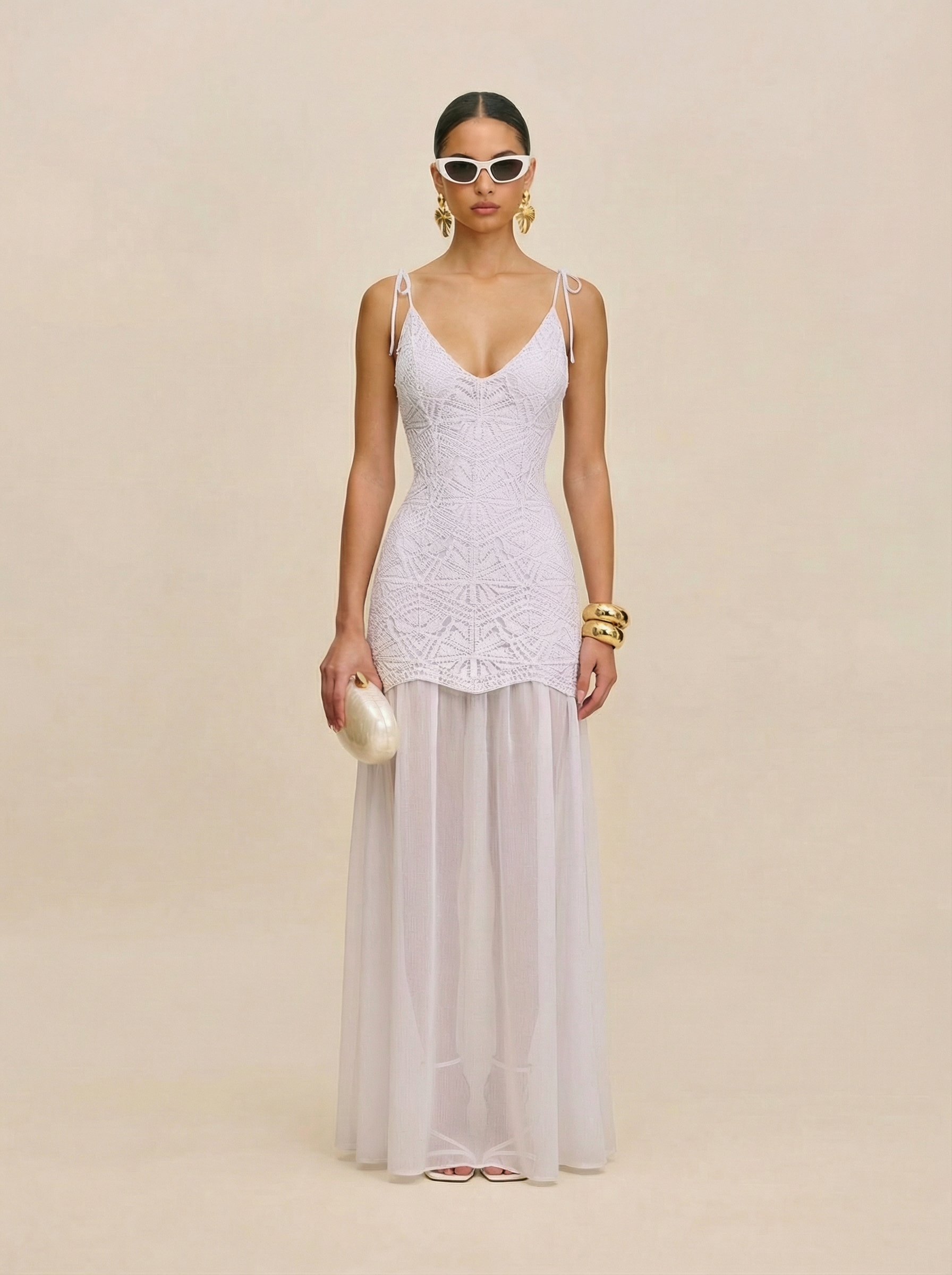  anitas Azure White Crochet Beach Dress - Luxury Resortwear Dubai
