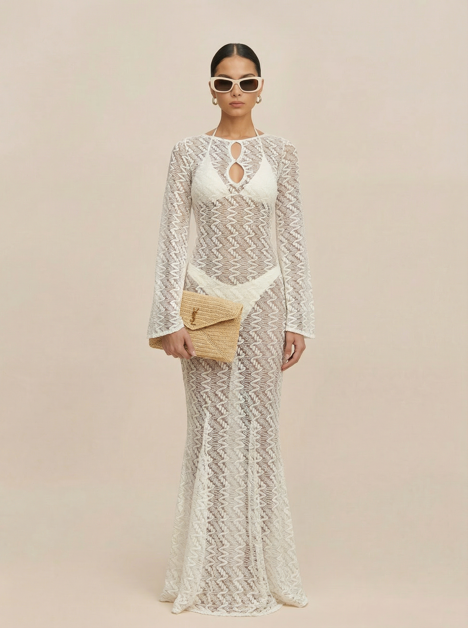 anitas Siren White Laced Evening Dress - Effortless Elegance Dubai
